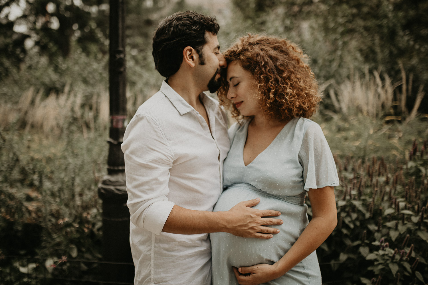Expecting couple in fort greene park during brooklyn maternity photoshoot