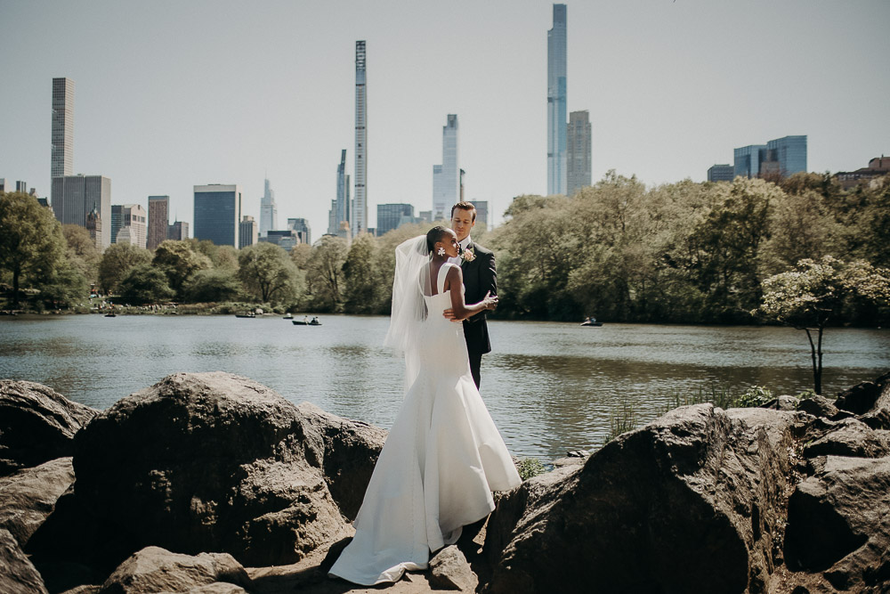 Bride and groom portrait at central park wedding in nyc