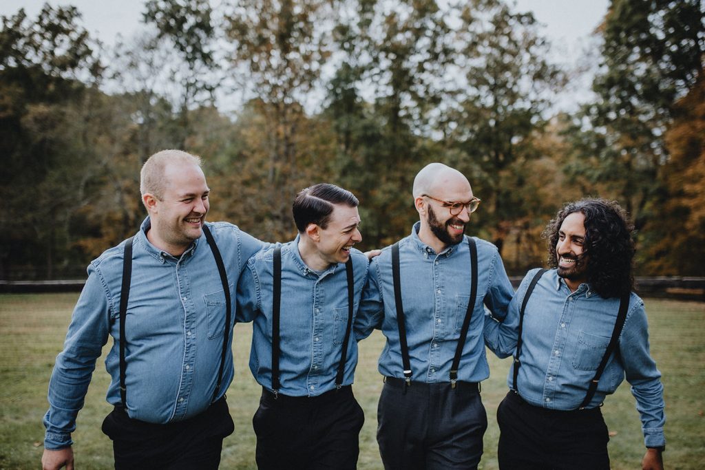 groomsmen photos at fall wedding in Hudson Valley