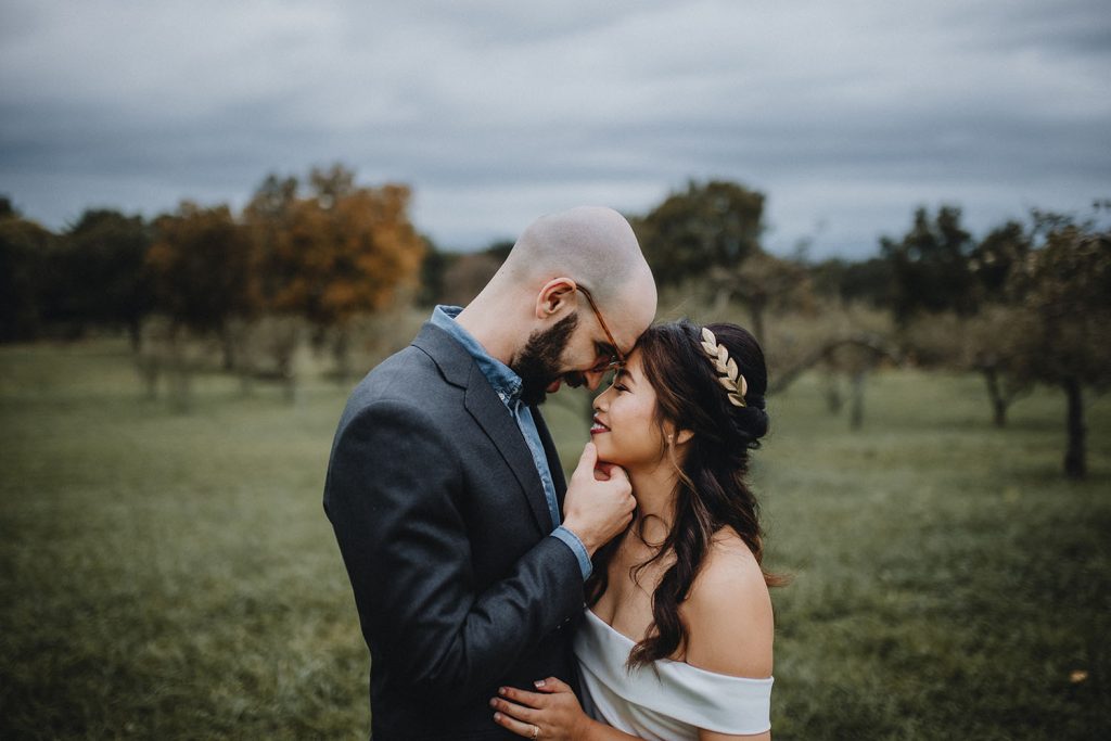 Couples portraits at fall wedding in Hudson Valley