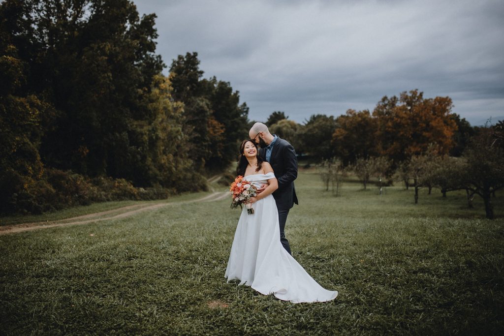 Couples portraits at fall wedding in Hudson Valley