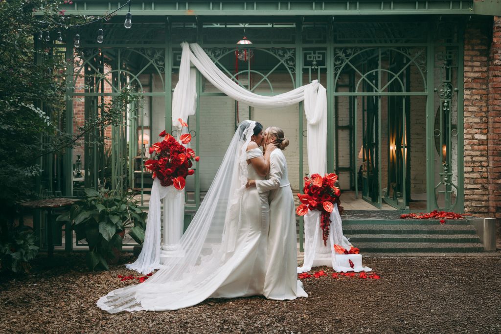 Queer garden wedding at milk and roses in brooklyn