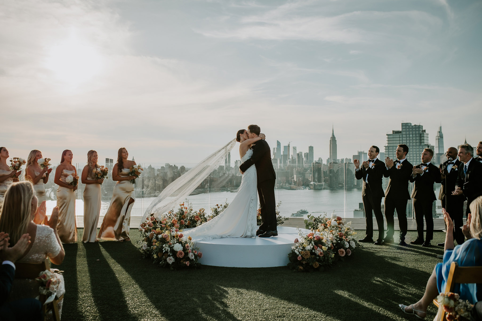 Wedding ceremony on william vale rooftop in brooklyn