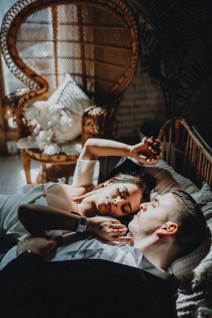 Bride and groom at bohemian chic wedding in brooklyn loft
