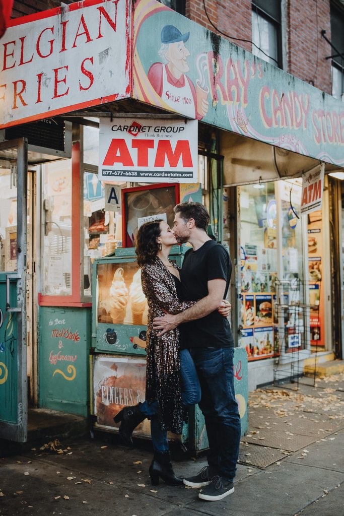 Couple in east village of nyc during engagement session