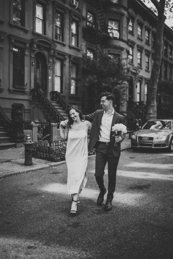 Bride and groom at intimate wedding in fort greene brooklyn