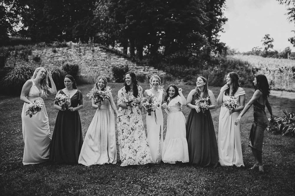 Bridesmaids at red maple vineyard wedding in hudson valley