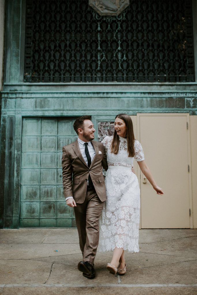 Bride and groom at new york city hall wedding