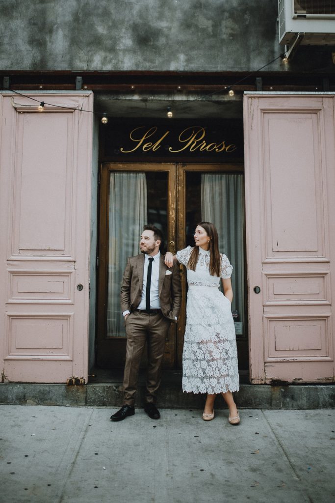 Bride and groom during elopement in soho nyc
