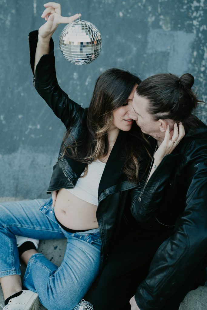 Untraditional maternity shoot at brooklyn skateboard park