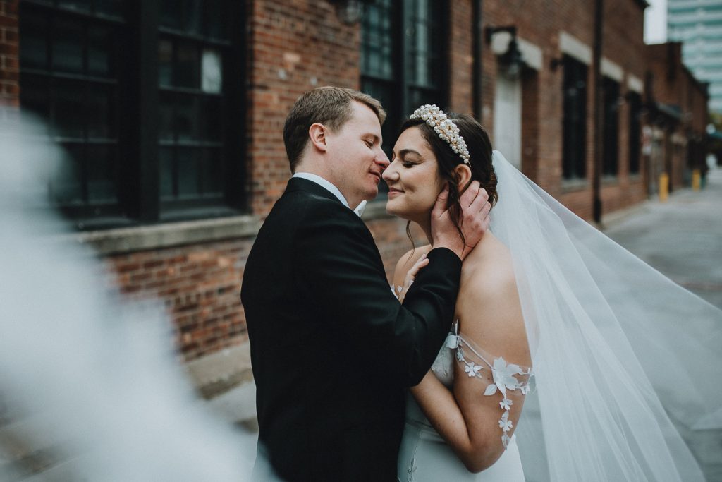 Bride and groom at wedding at battello in jersey city