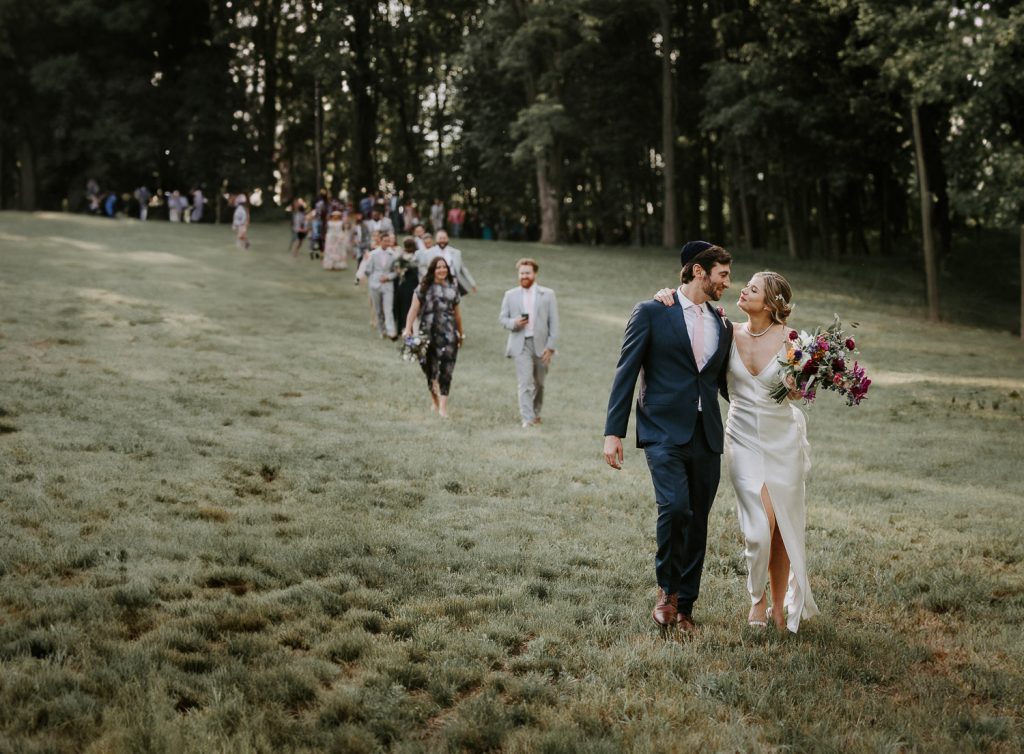 Bride and groom at the end of hudson valley wedding ceremony