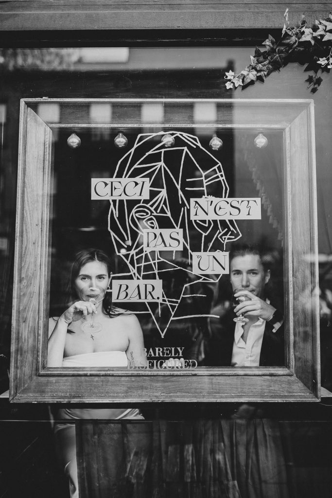 Engagement photoshoot in nyc bar