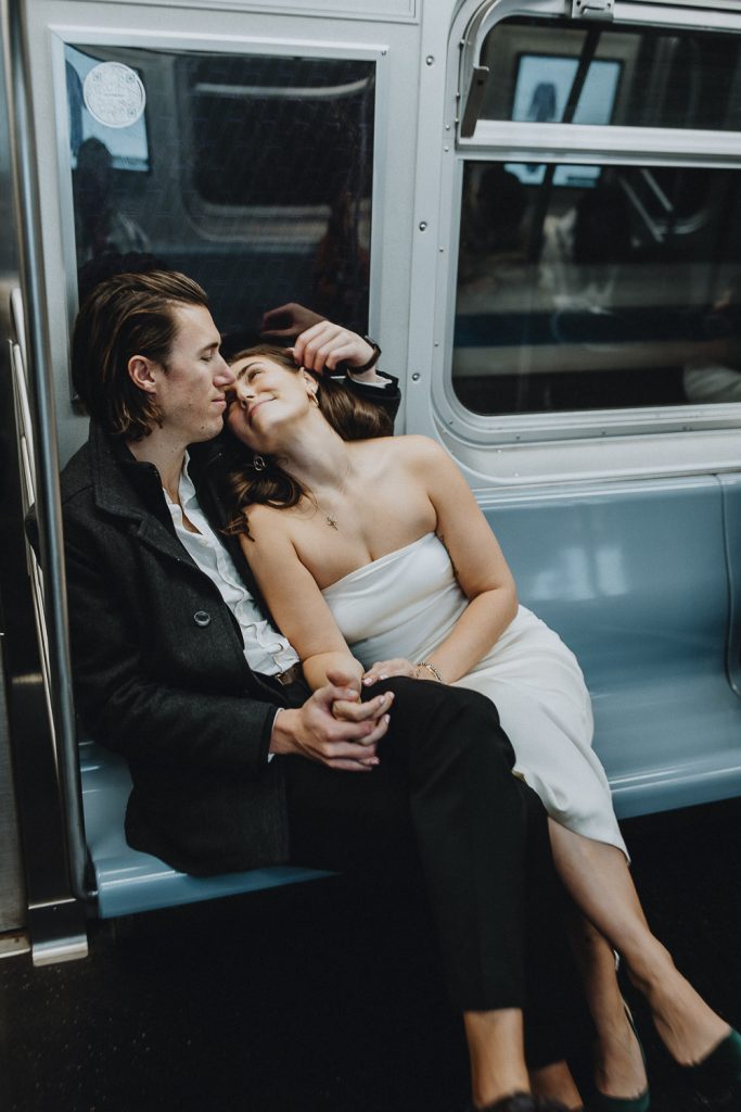 Engagement photoshoot in nyc subway
