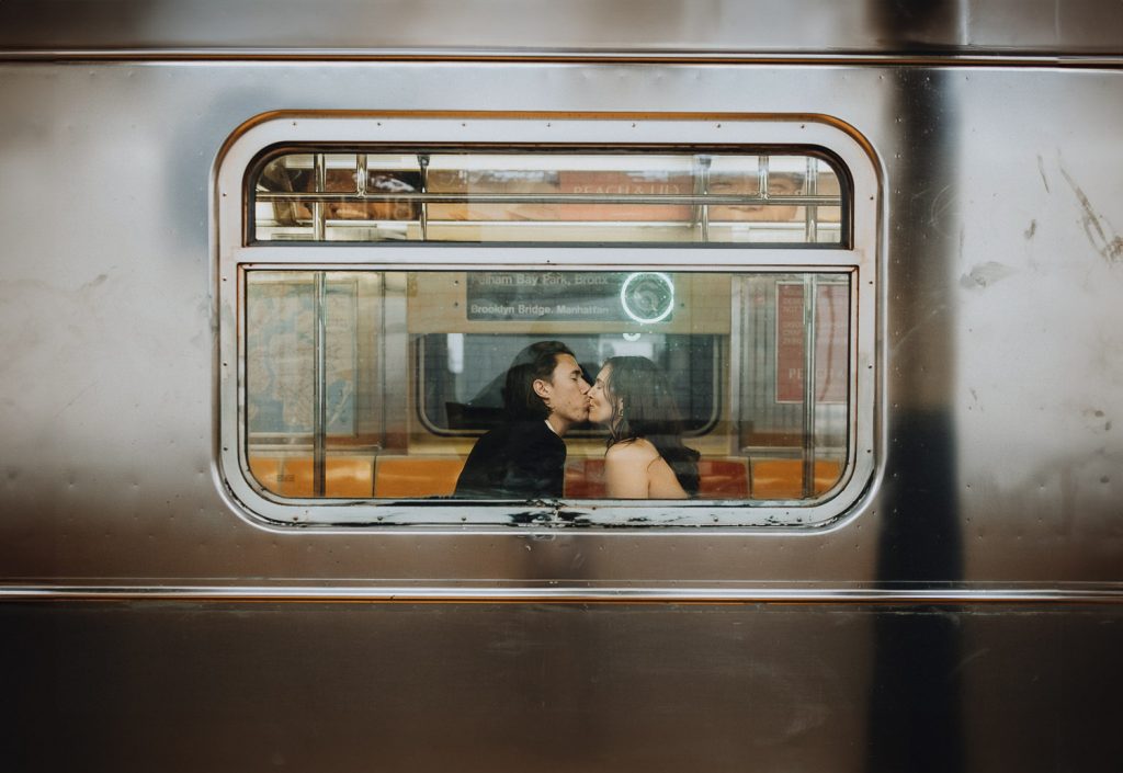 Engagement photoshoot in nyc subway