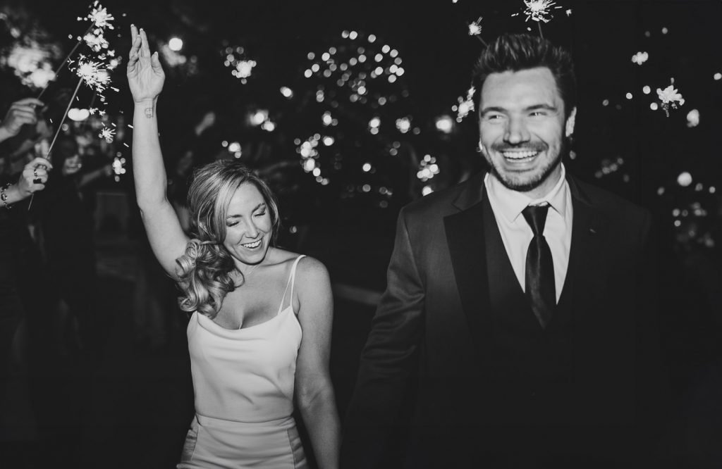 Sparkler exit at fun brooklyn wedding