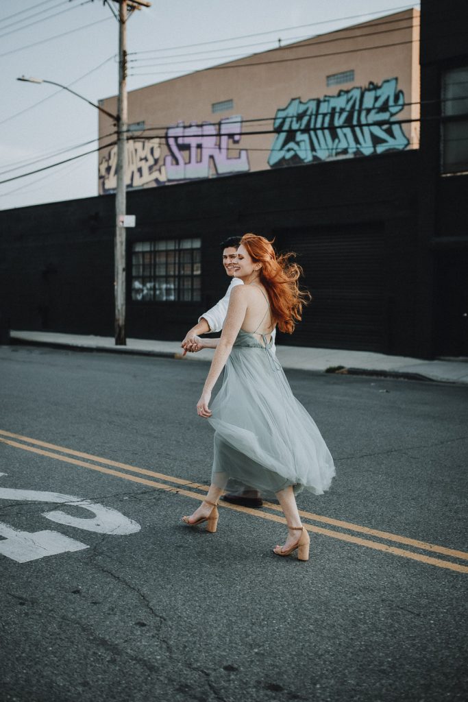 Couple during urban elopement photoshoot in bushwick brooklyn