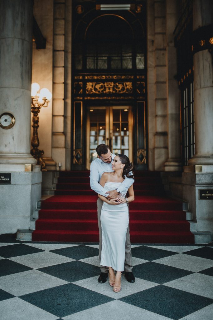 Bride and groom during nyc elopement at plaza hotel