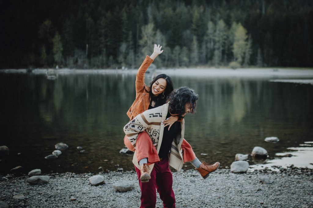 Fun engagement session in the mountains of seattle