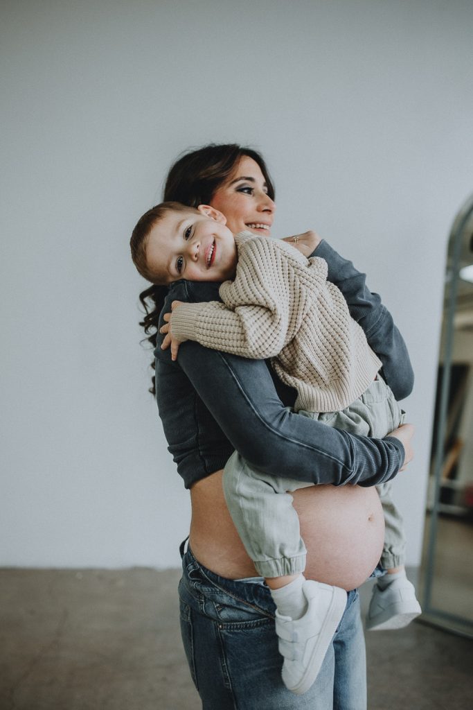Mother and son during family photoshoot in brooklyn studio