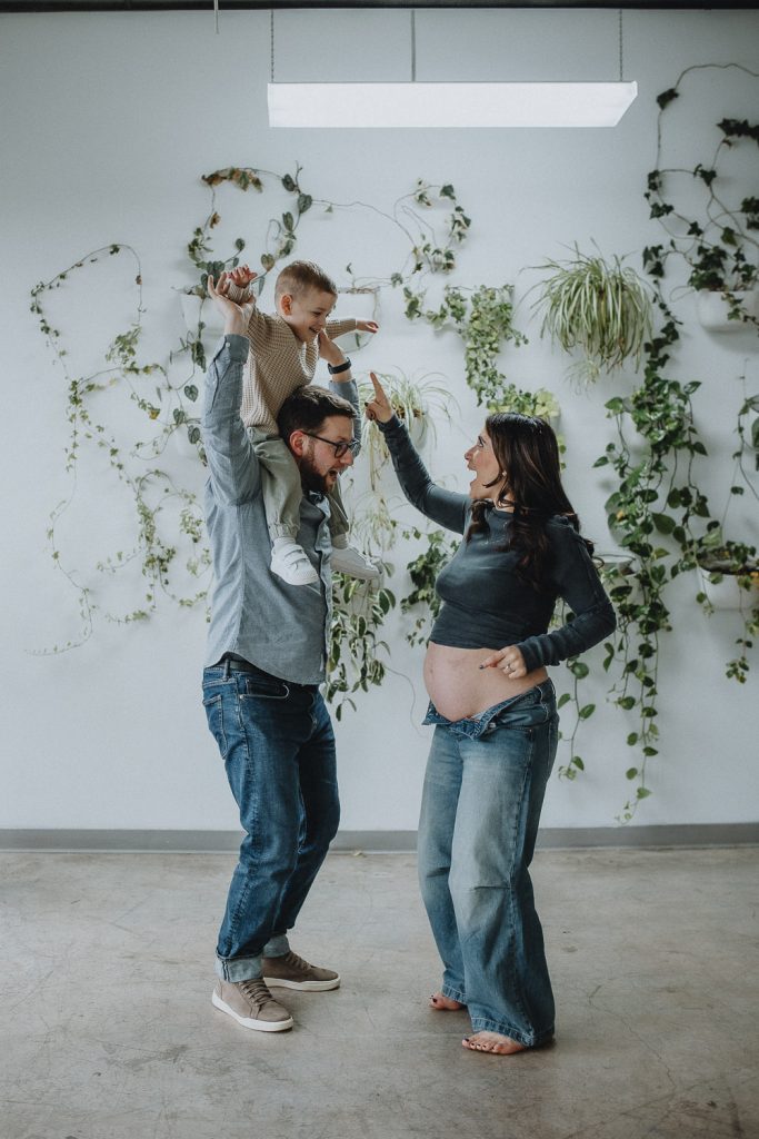 Parents and son during family photoshoot in brooklyn studio