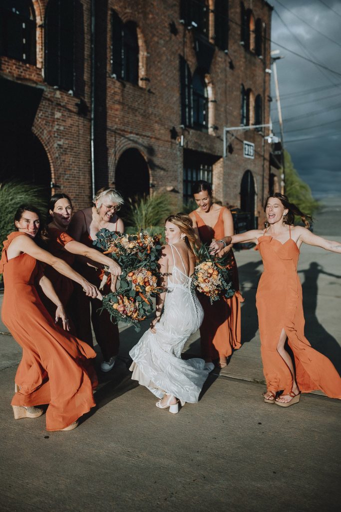 Fun bridesmaids photo in brooklyn
