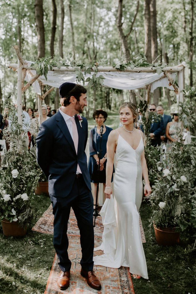 Wedding ceremony in the woods in the hudson valley
