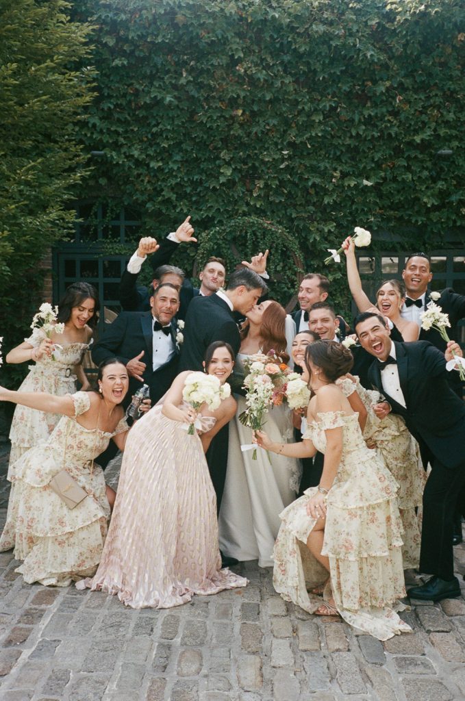 Film photo of bridal party at wedding at the foundry nyc