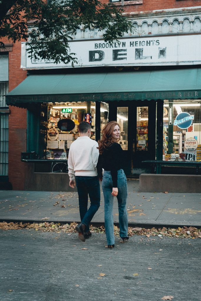 Nostalgic engagement session in brooklyn heights