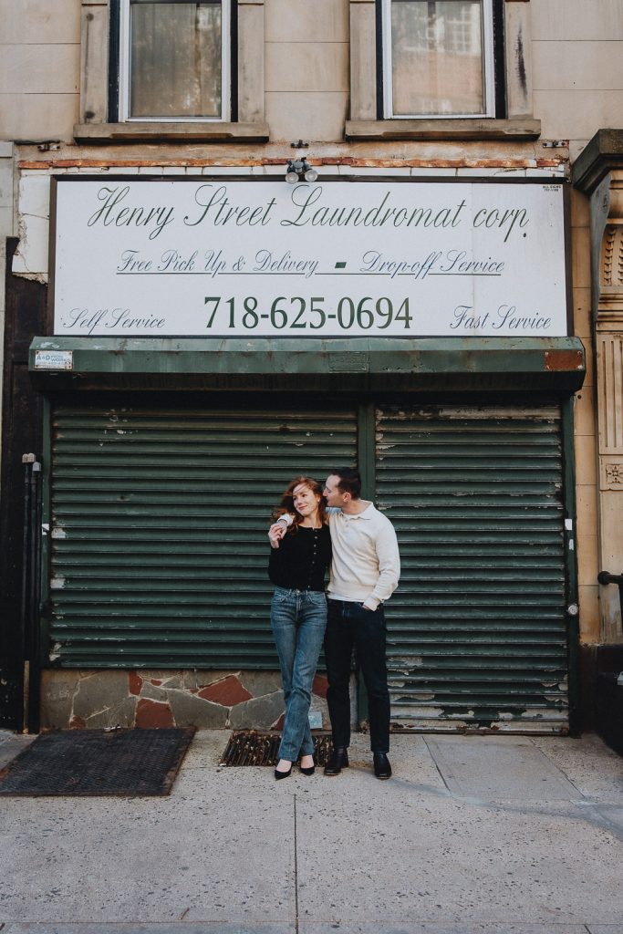 Nostalgic engagement session in cobble hill brooklyn