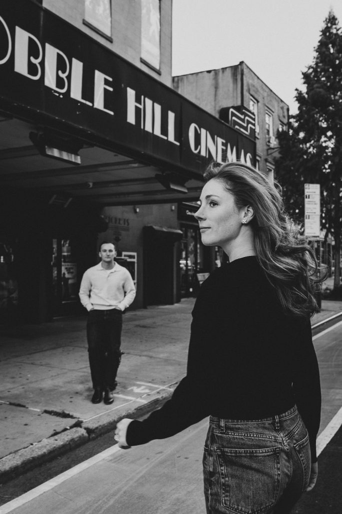 Nostalgic engagement session in cobble hill brooklyn
