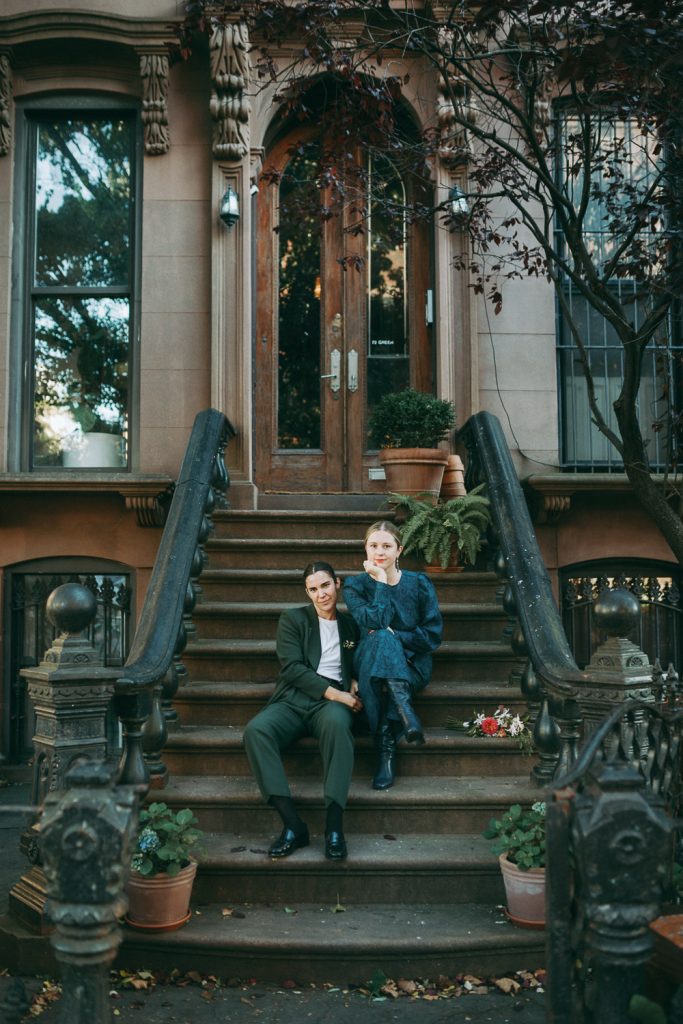Two brides during gay elopement in nyc