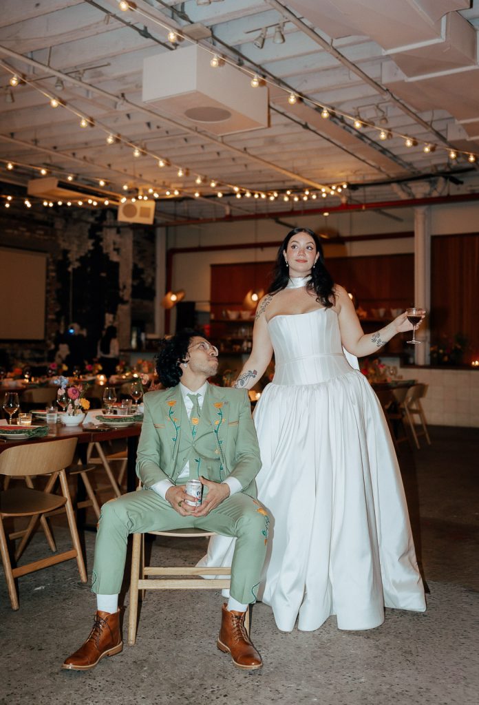 Bride and groom at rule of thirds wedding in brooklyn