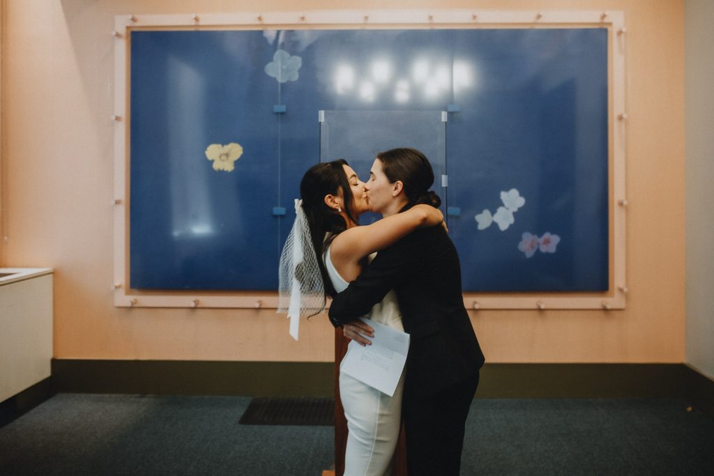 Gay couple at city hall wedding in nyc