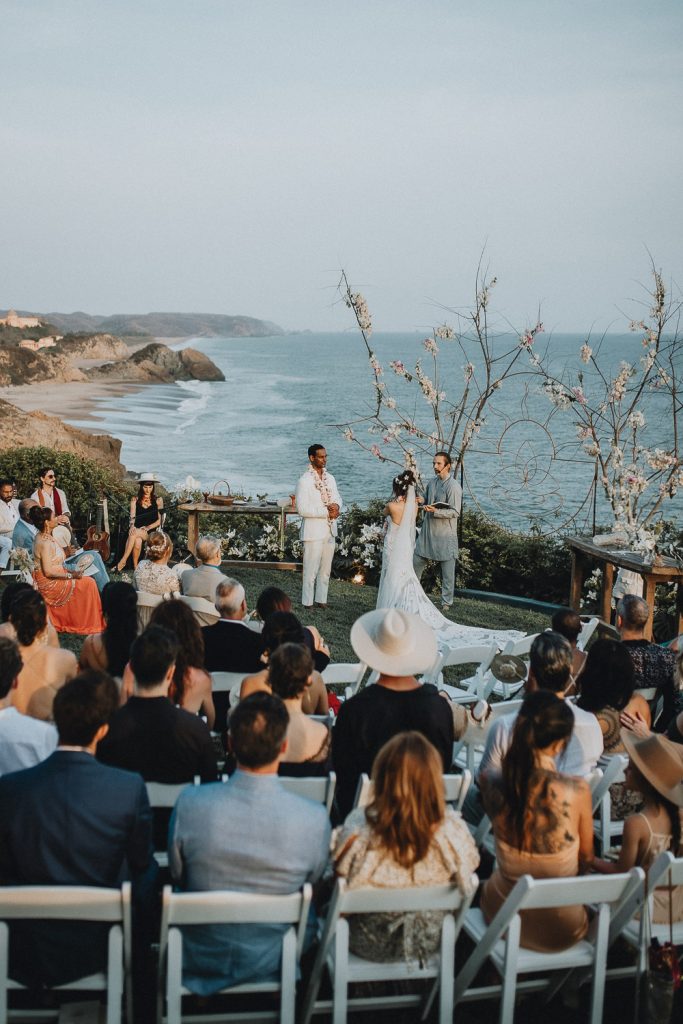 Destination wedding ceremony in mexico by the beach