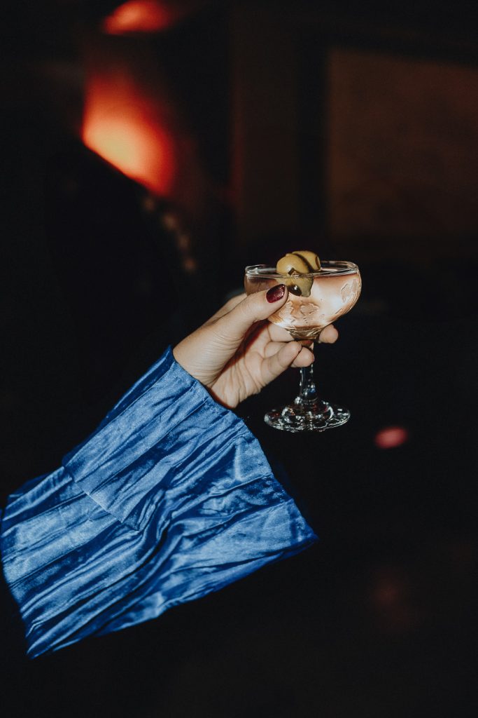Detail shot of a cocktail at nyc wedding