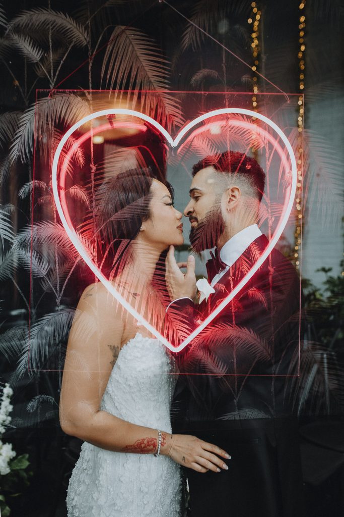 Double exposure photo of couple at 501 union wedding in brooklyn