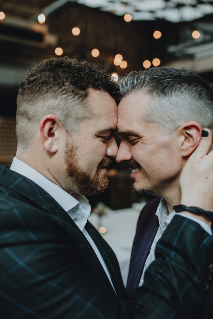 Gay male couple at nyc elopement