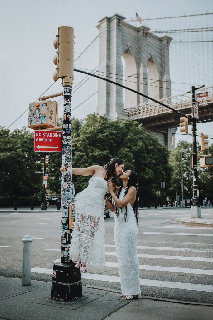 Queer couple during nyc elopement