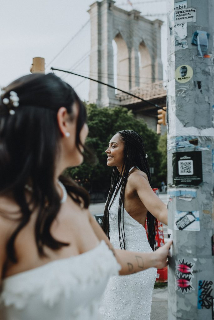Queer couple during nyc elopement