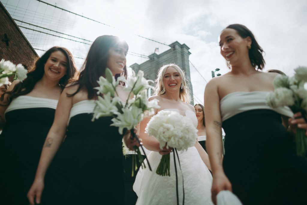 Bride and bridesmaids at nyc wedding