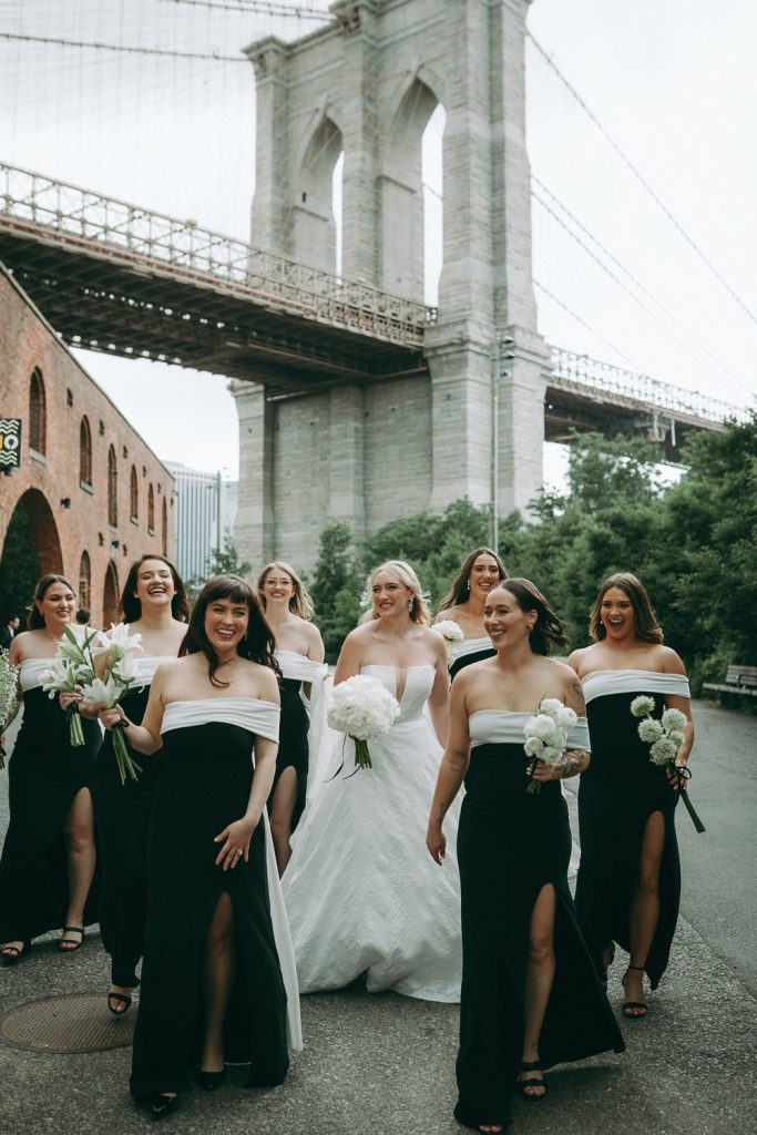 Bride and bridesmaids at nyc wedding