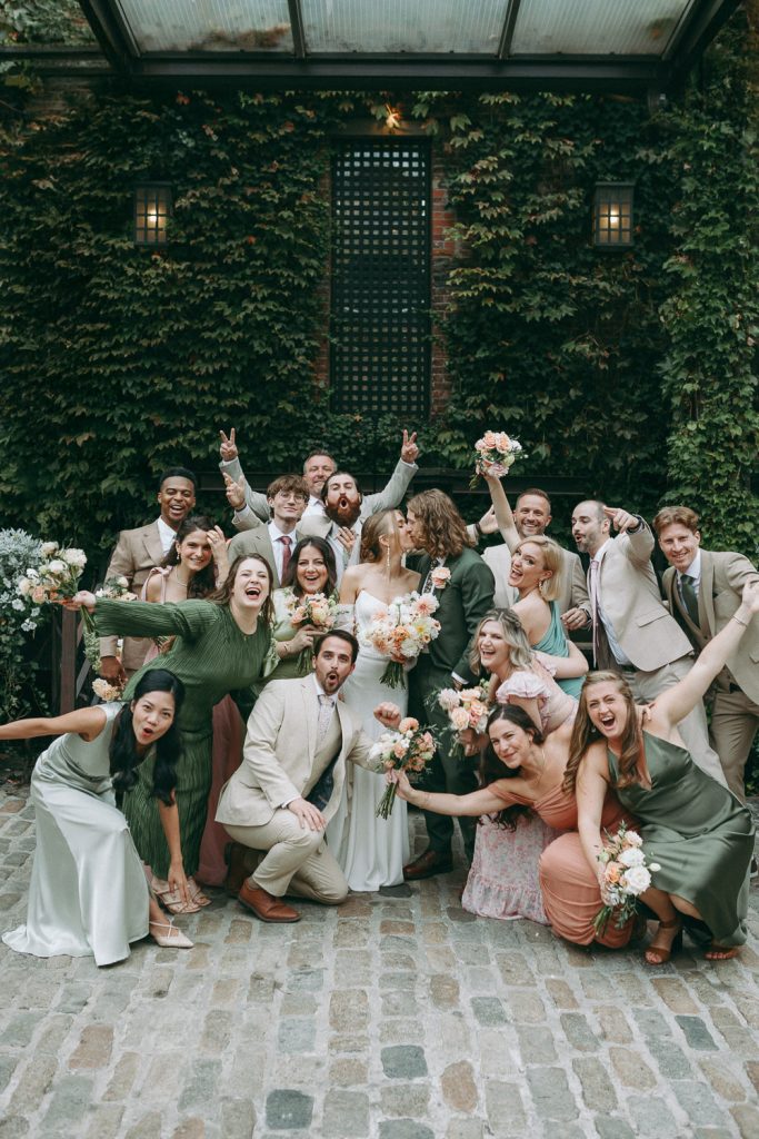 Bridal party at wedding at the foundry nyc