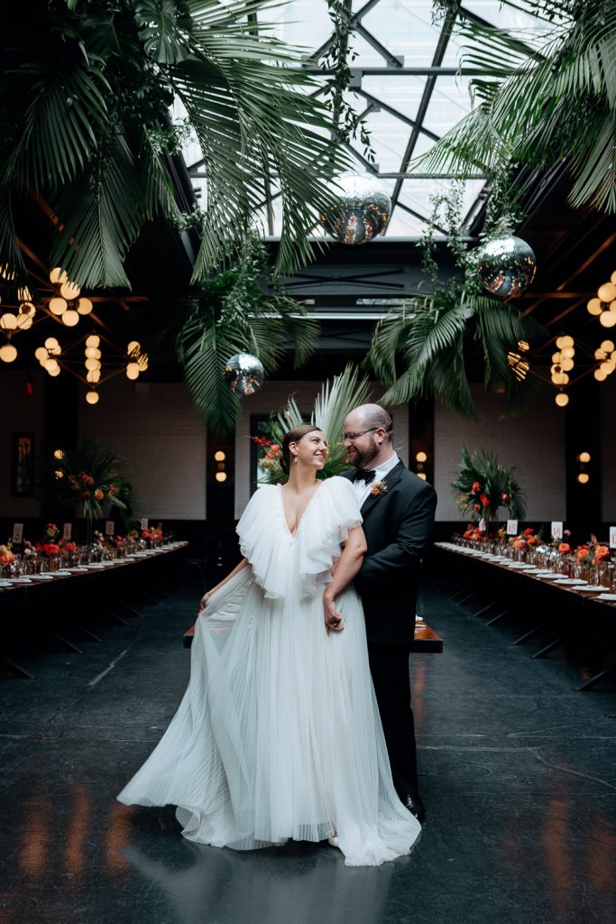 Disco tropical jungle wedding at 501 union in brooklyn