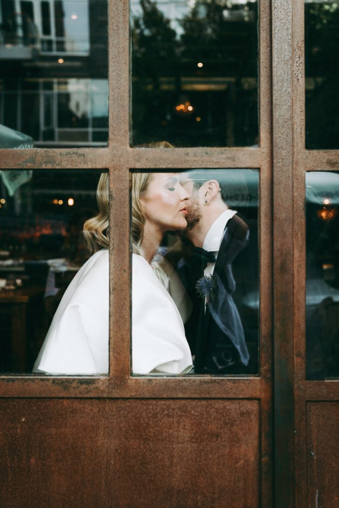 Bride and groom at brooklyn restaurant for wedding