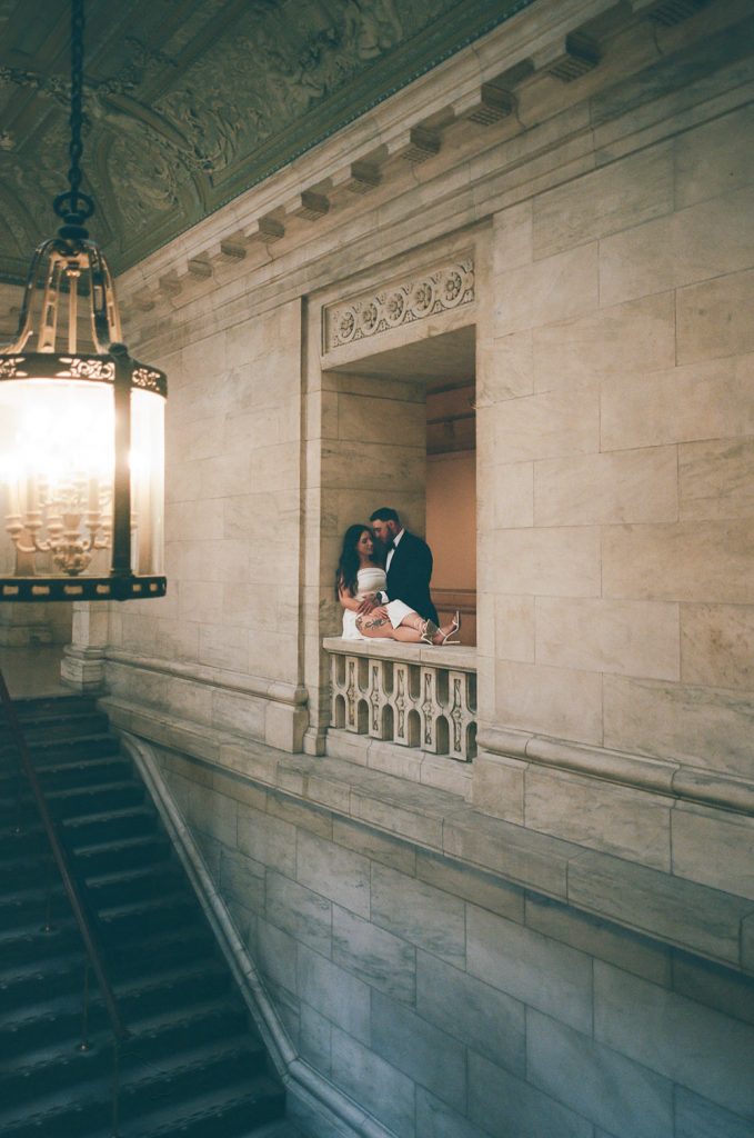 Film photo of elopement at ny public library