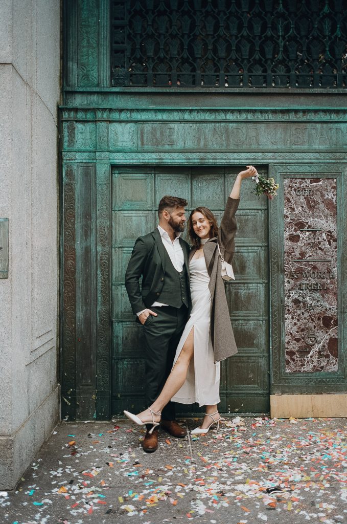 Film photo of nyc city hall wedding