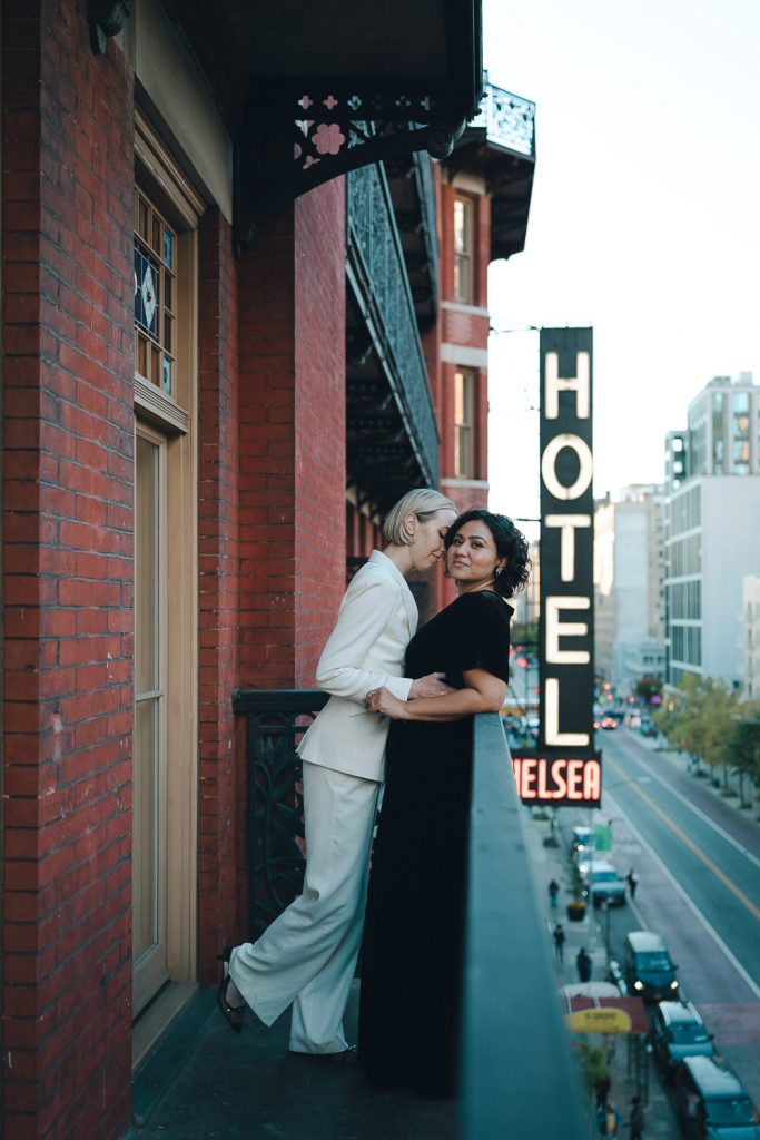 Queer elopement wedding in nyc at chelsea hotel