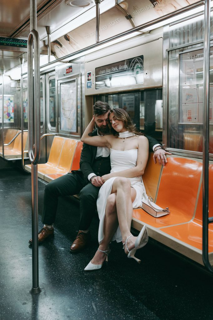 NYC elopement wedding in subway