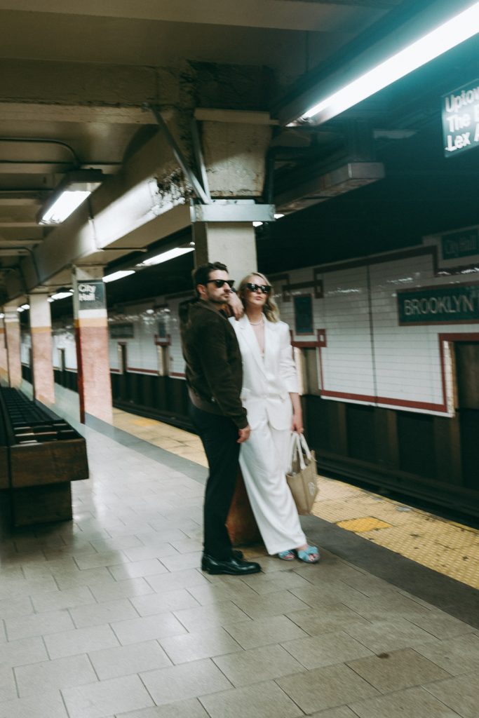 NYC elopement photoshoot in subway
